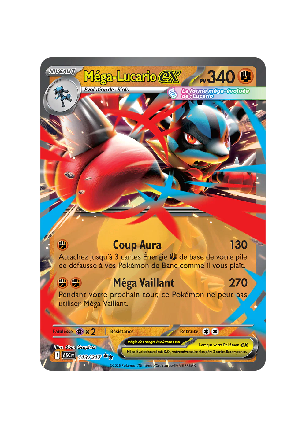 113/217 - Mega Lucario ex - ME2.5 Héros Transcendants