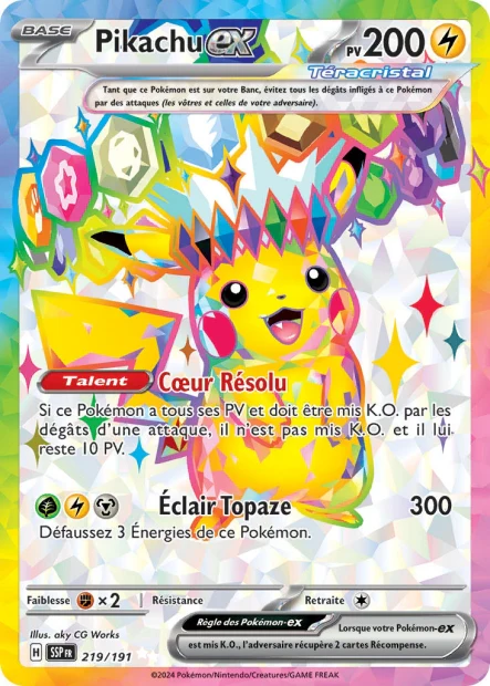 219/191 - Pikachu ex - EV8 Ătincelles DĂ©ferlantes